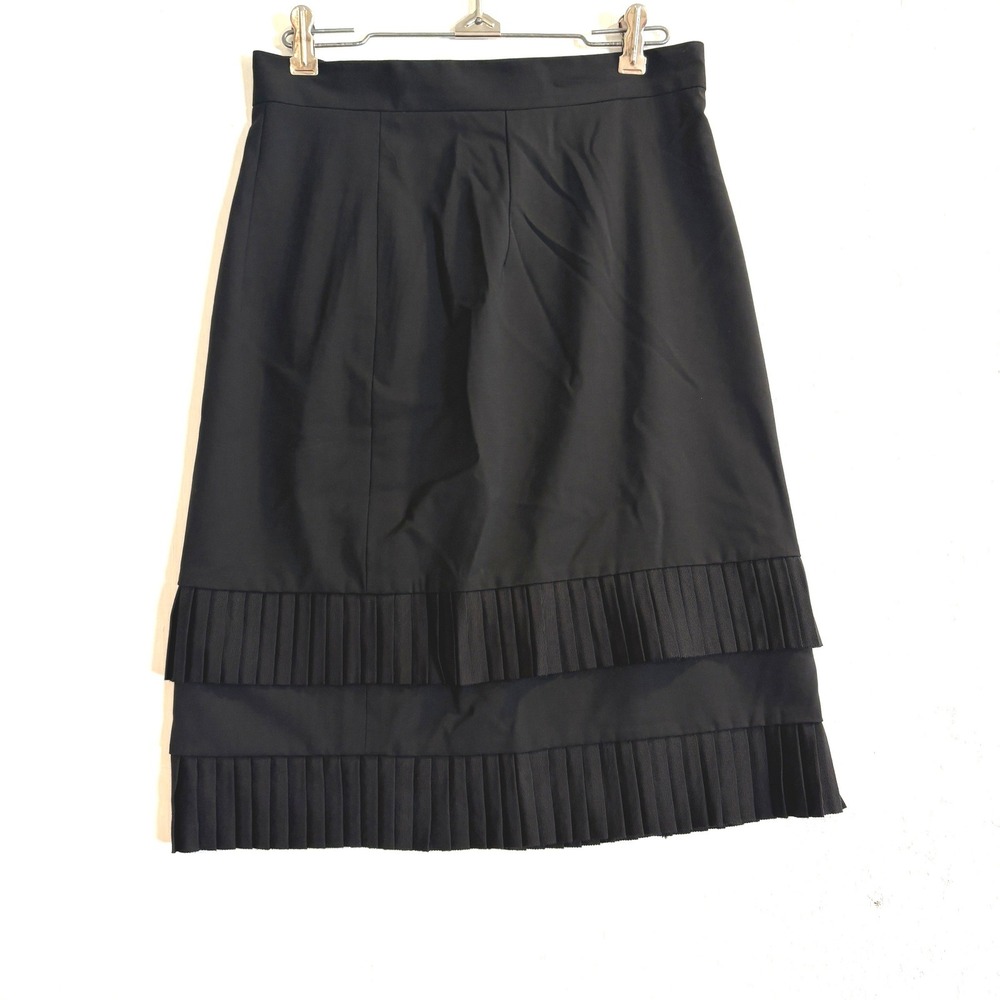 Milly of New York Black Wool Silk Lined Pleated Hem Pencil Skirt Size 6 417